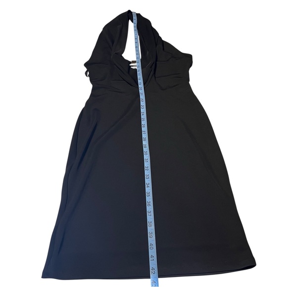 Luly K Black Halter Cowl Neck Bodycon Dress Silver Bar Plunge Large Party Night - Picture 8 of 12